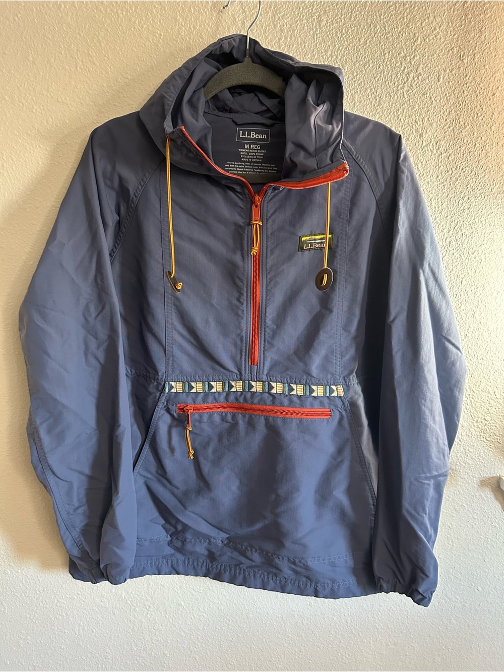 LL Bean Mountain Classic Anorak Windbreaker Half Zip Pullover Jacket Womens M